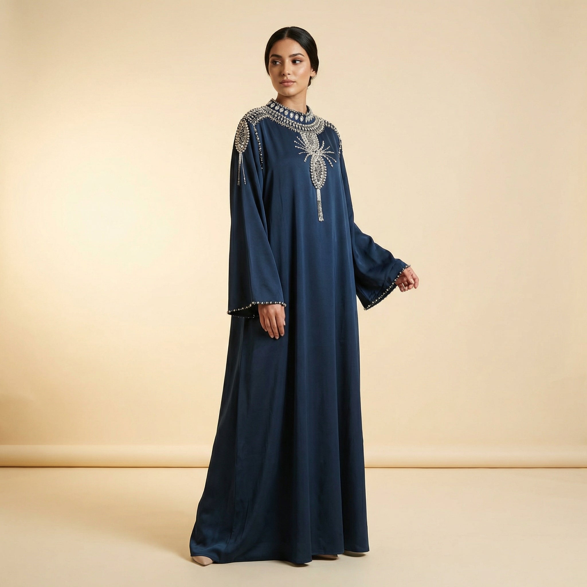 Abaya Bleue Cristaux