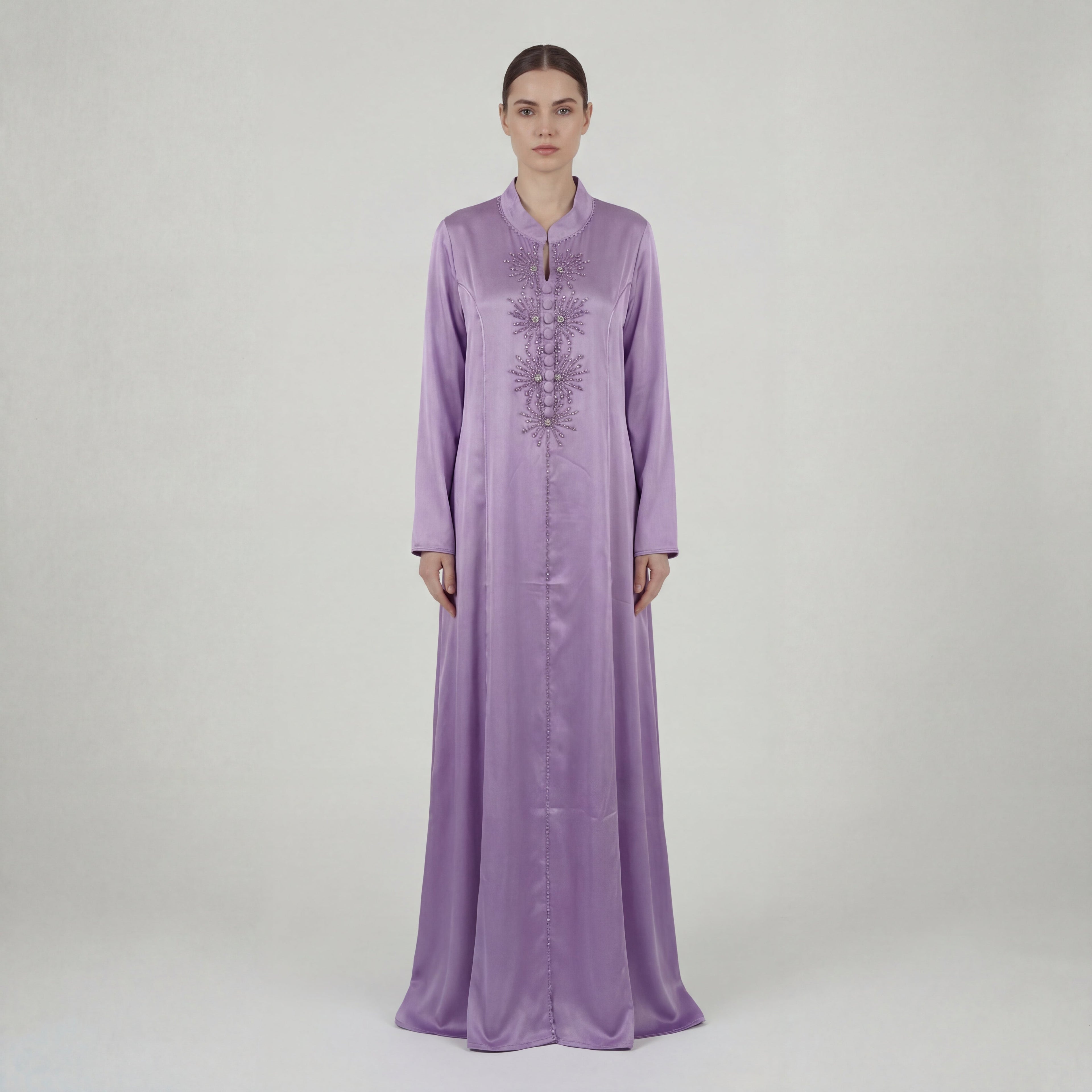Abaya Violet Perlée