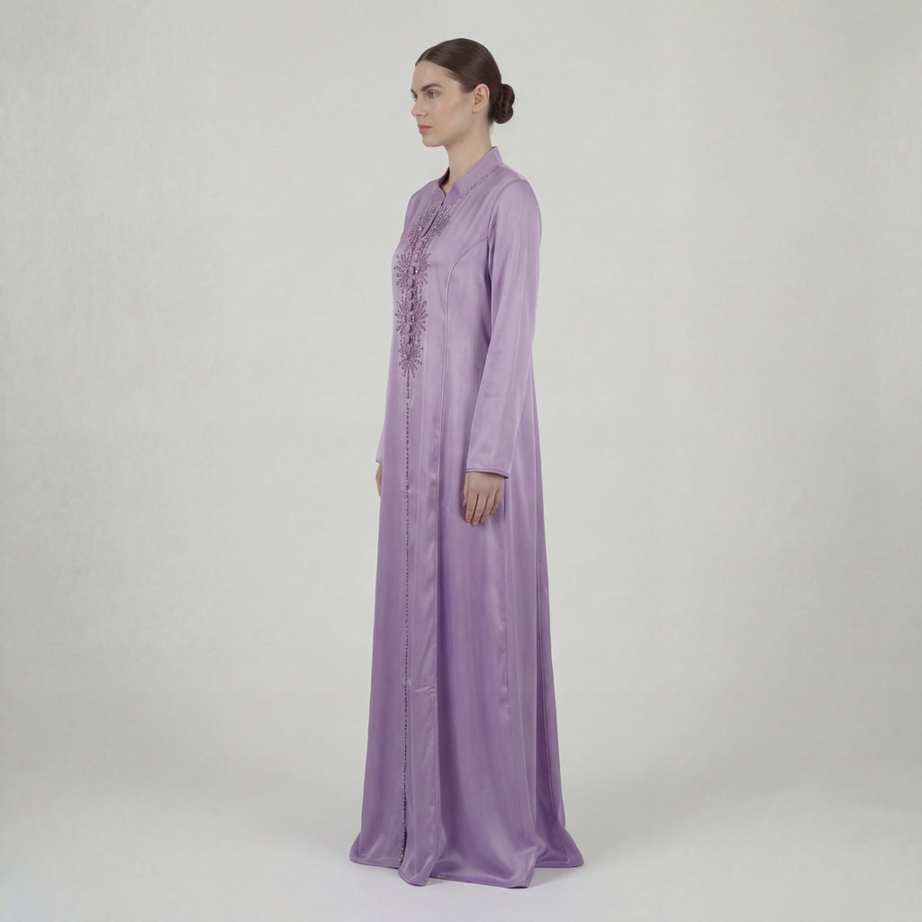 Abaya Violet Perlée